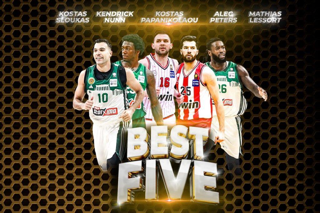 Basket League: Με τρεις παίκτες του Παναθηναϊκού και δύο του Ολυμπιακού η κορυφαία πεντάδα της σεζόν 2023/24